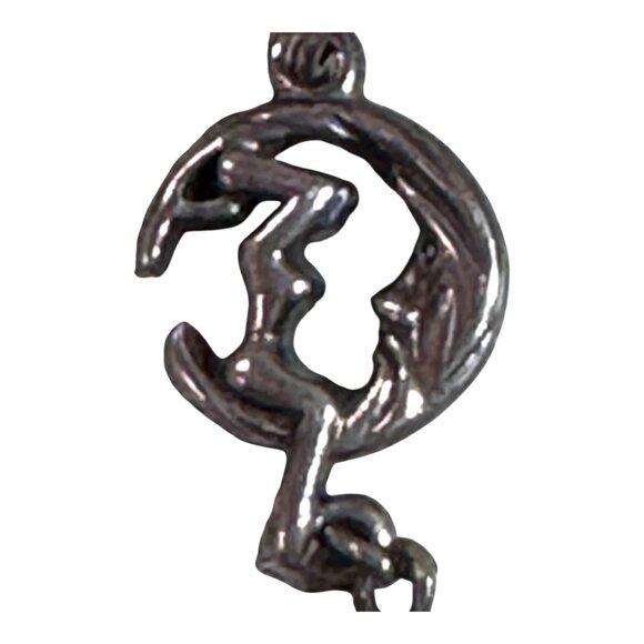 Crescent Moon Crystal Point Pendant Pinup Woman Riding Moon Silhouette Celestial - Picture 2 of 5